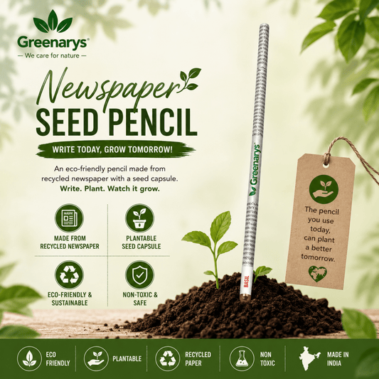 Greenarys Newspaper Seed Pencil | Recycled Newspaper Plantable Pencil - Greenarys