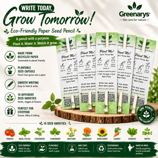 Greenarys White color Paper Seed Pencil | Recycled Paper Plantable Seed Pencil - Greenarys
