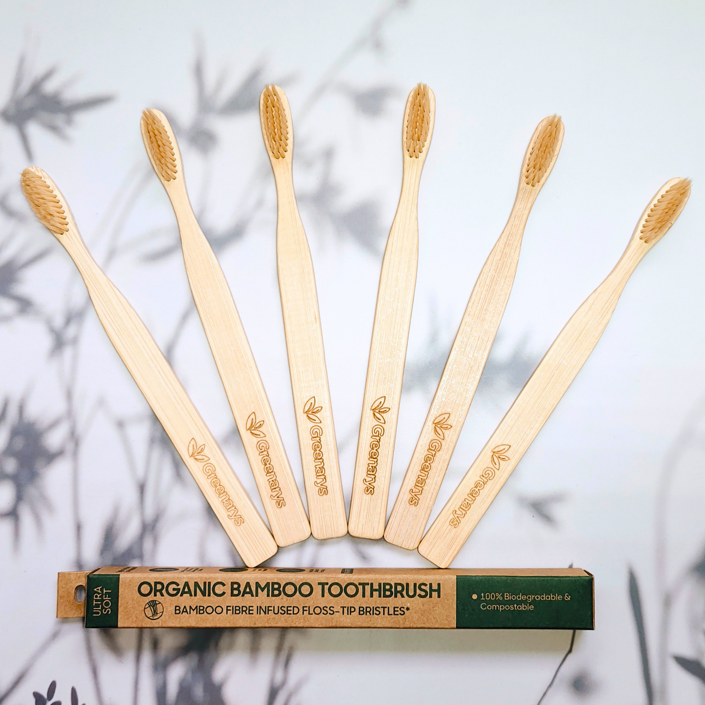 Greenarys Bamboo Toothbrush for Adults | Fiber Color Flat Handle Soft Bristles Brush | Eco-Friendly & BPA-Free Oral Care