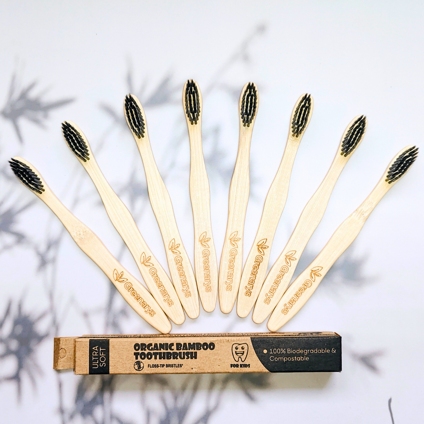 Greenarys Kids Bamboo Toothbrush | Soft Charcoal Bristles | Eco-Friendly & BPA-Free Toothbrush for Children | Cute Animal Design