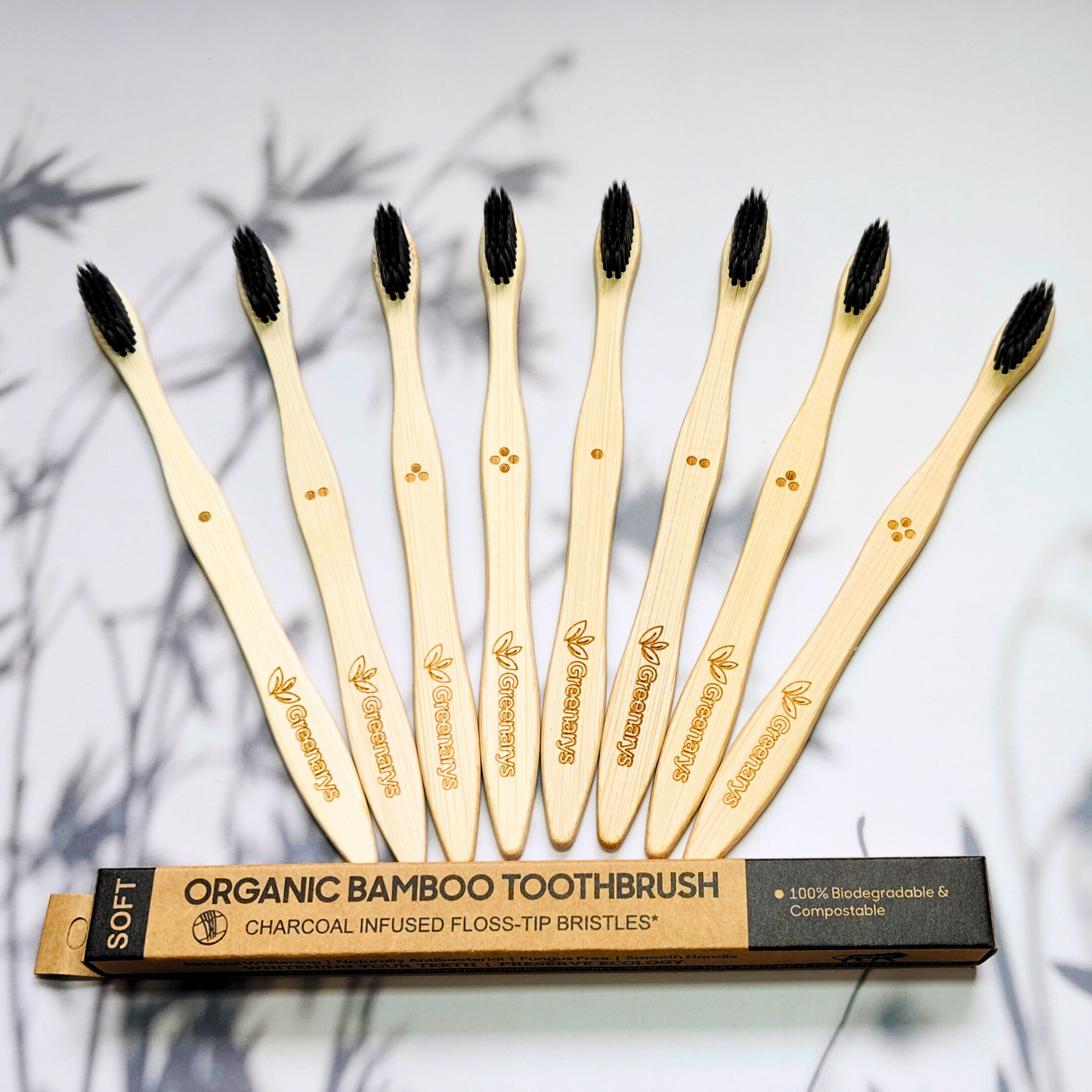 Greenarys Bamboo Charcoal Toothbrush for Adults | Eco-Friendly Soft Bristles brush | Sustainable & Plastic-Free Oral Care