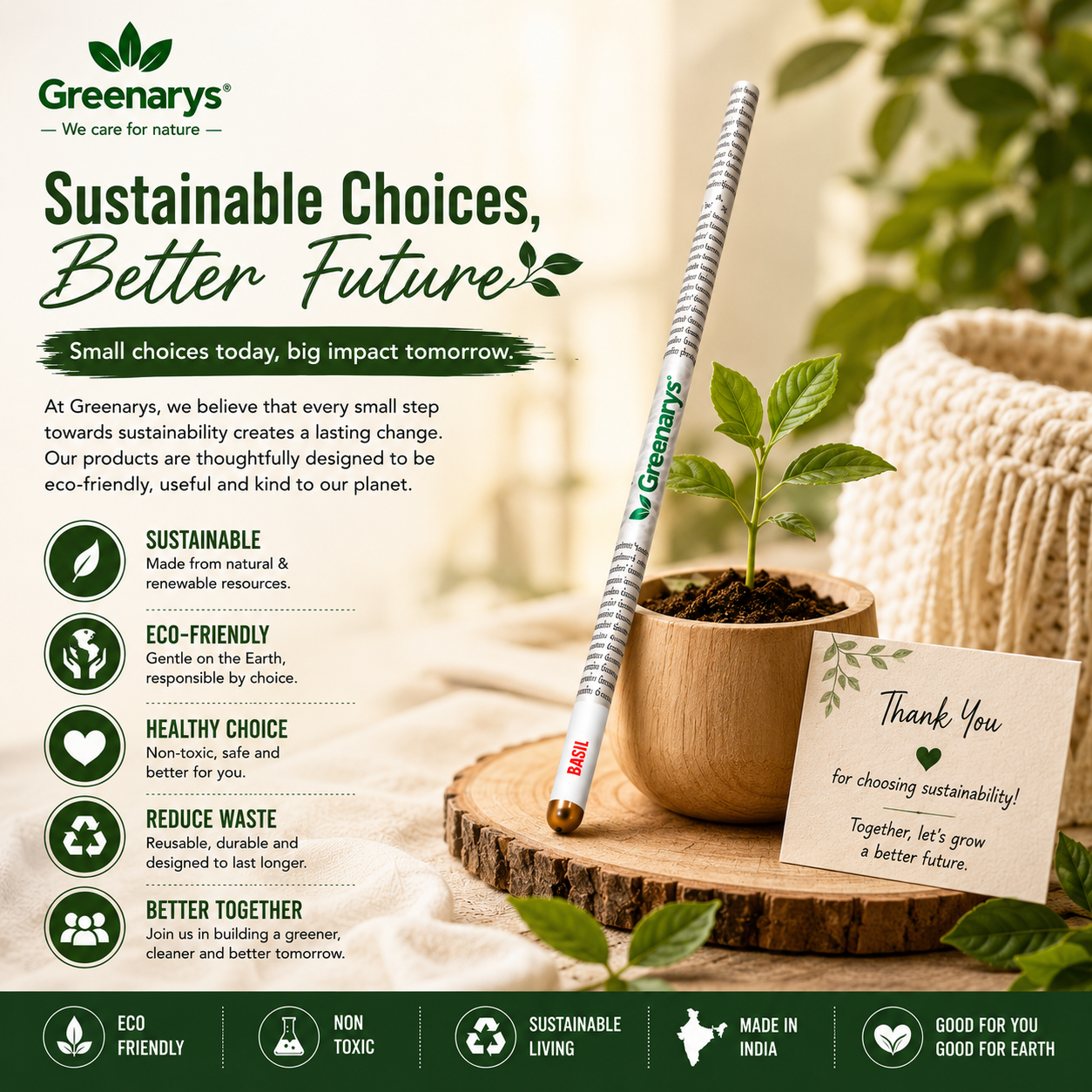 Greenarys Newspaper Seed Pencil | Recycled Newspaper Plantable Pencil