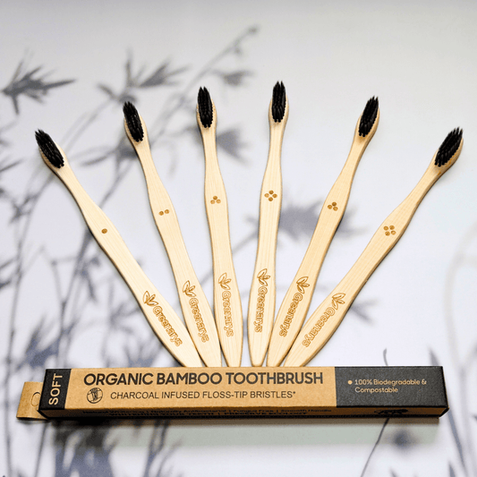 Greenarys Bamboo Charcoal Toothbrush for Adults | Eco-Friendly Soft Bristles brush | Sustainable & Plastic-Free Oral Care - Greenarys