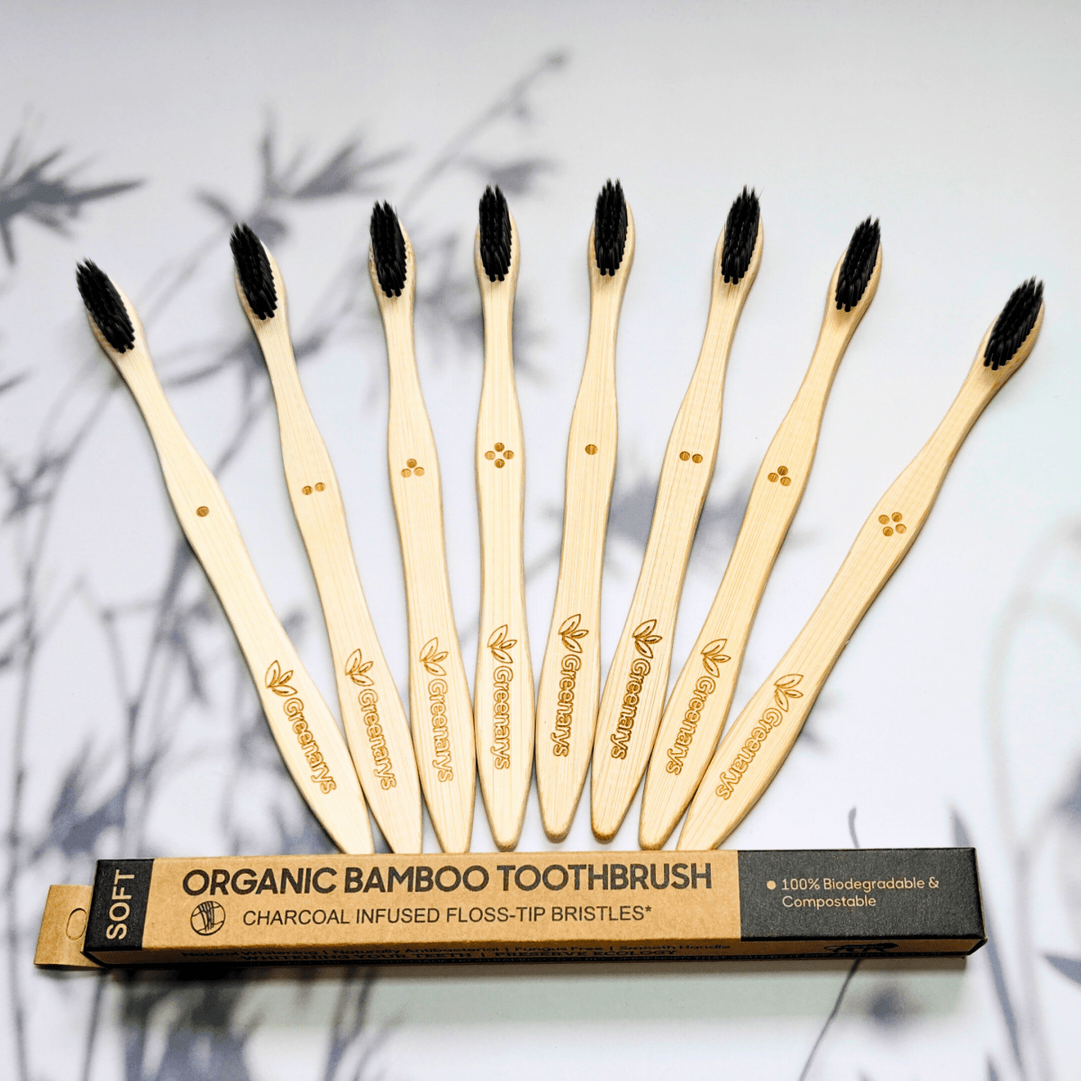 Greenarys Bamboo Charcoal Toothbrush for Adults | Eco-Friendly Soft Bristles brush | Sustainable & Plastic-Free Oral Care - Greenarys