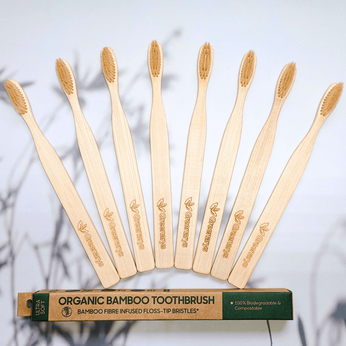 Greenarys Bamboo Toothbrush for Adults | Fiber Color Flat Handle Soft Bristles Brush | Eco-Friendly & BPA-Free Oral Care - Greenarys