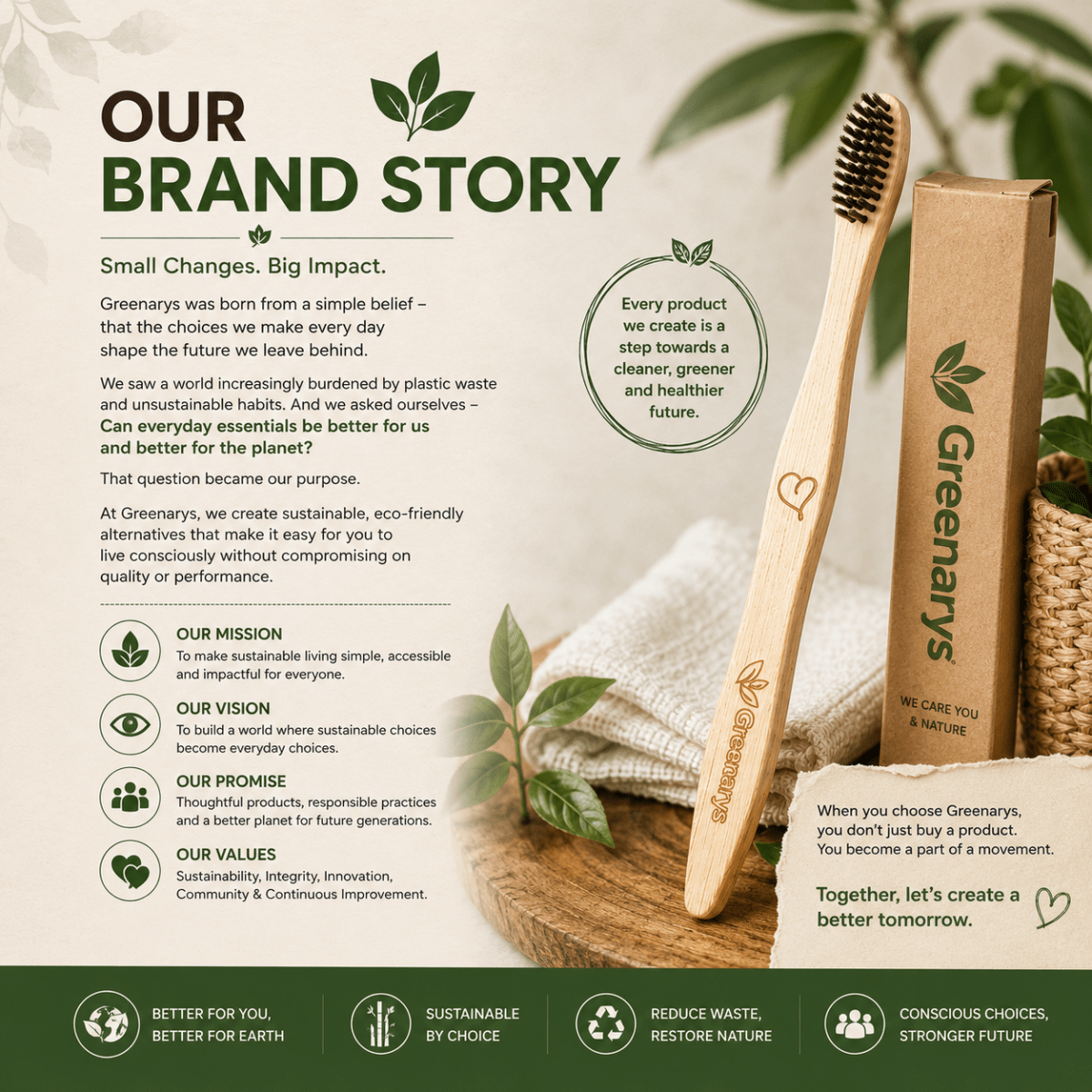 Greenarys Bamboo Toothbrush for Adults | Fiber Color Soft Bristles Brush | Eco-Friendly & BPA-Free Oral Care - Greenarys