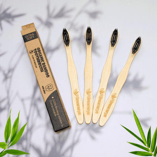 Greenarys Kids Bamboo Toothbrush | Soft Charcoal Bristles | Eco-Friendly & BPA-Free Toothbrush for Children | Cute Animal Design - Greenarys