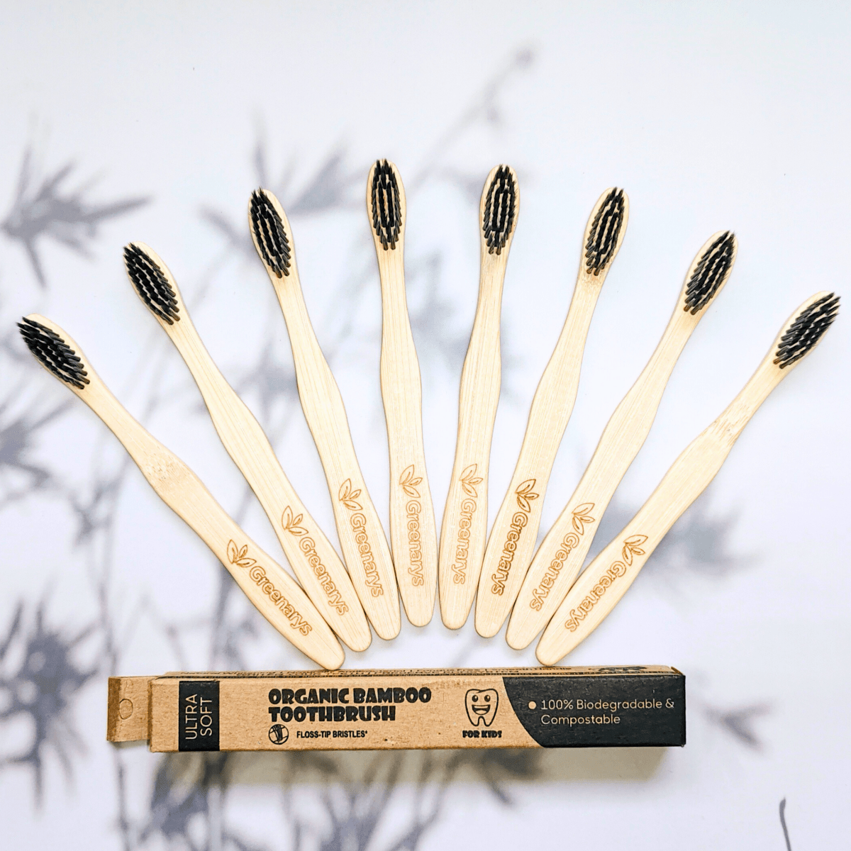 Greenarys Kids Bamboo Toothbrush | Soft Charcoal Bristles | Eco-Friendly & BPA-Free Toothbrush for Children | Cute Animal Design - Greenarys