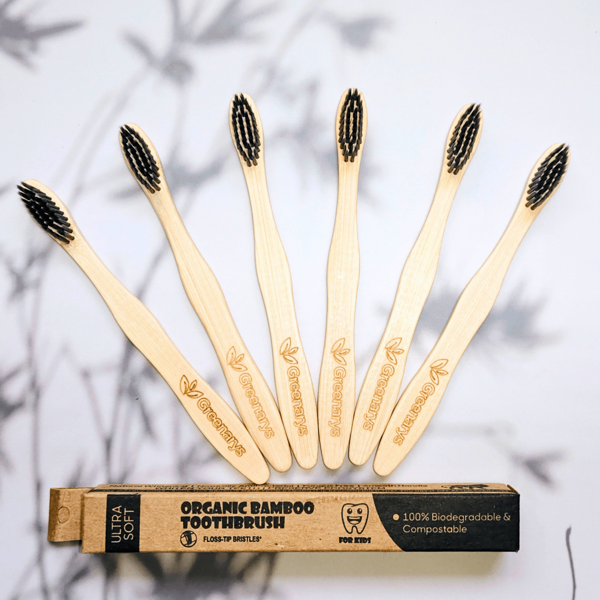 Greenarys Kids Bamboo Toothbrush | Soft Charcoal Bristles | Eco-Friendly & BPA-Free Toothbrush for Children | Cute Animal Design - Greenarys