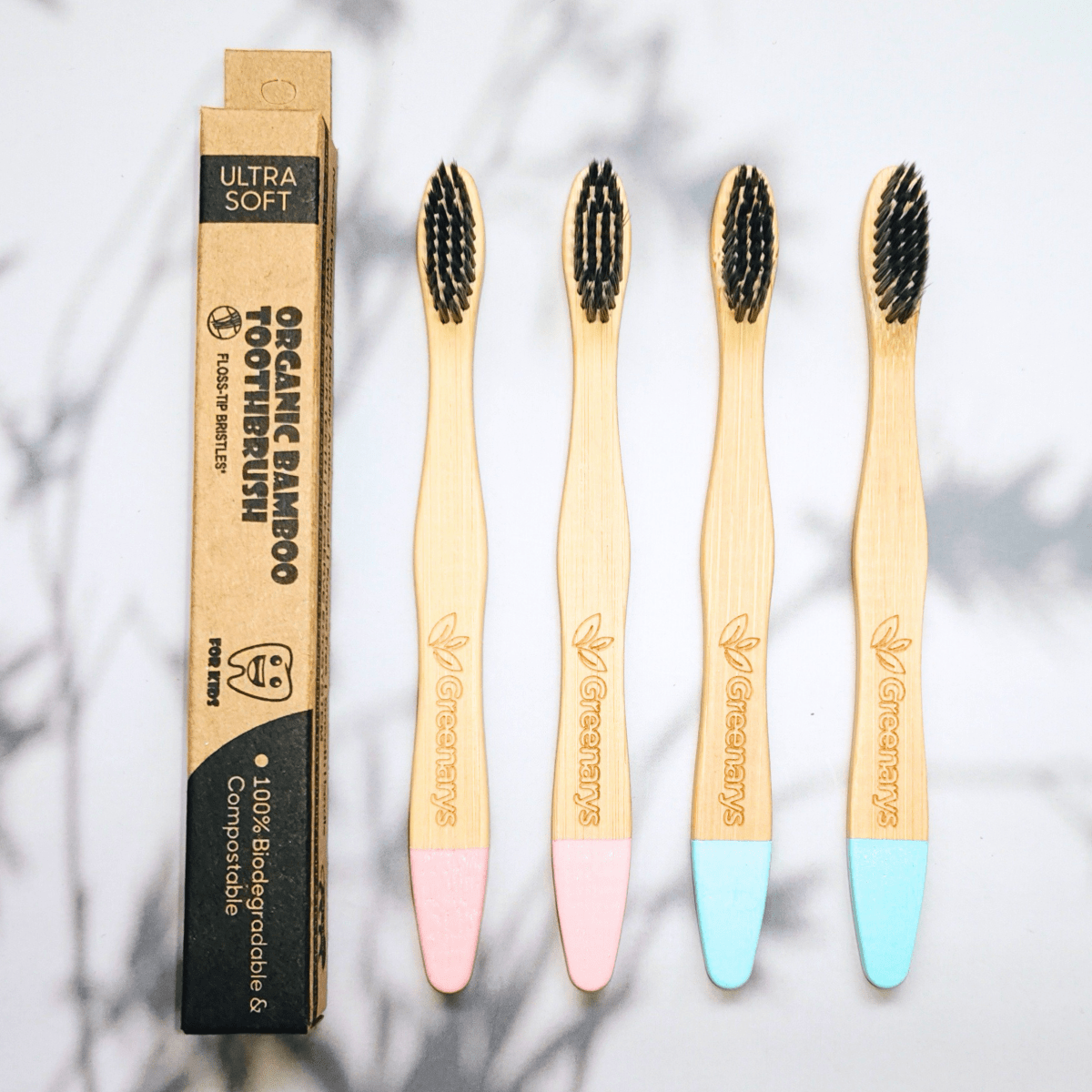 Greenarys Kids Bamboo Toothbrush | Ultra Soft Charcoal Bristles Bottom Painted | Eco-Friendly & BPA-Free | Brush for Children - Greenarys