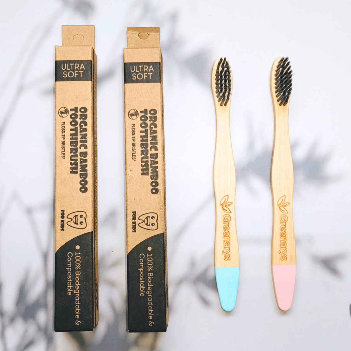 Greenarys Kids Bamboo Toothbrush | Ultra Soft Charcoal Bristles Bottom Painted | Eco-Friendly & BPA-Free | Brush for Children - Greenarys