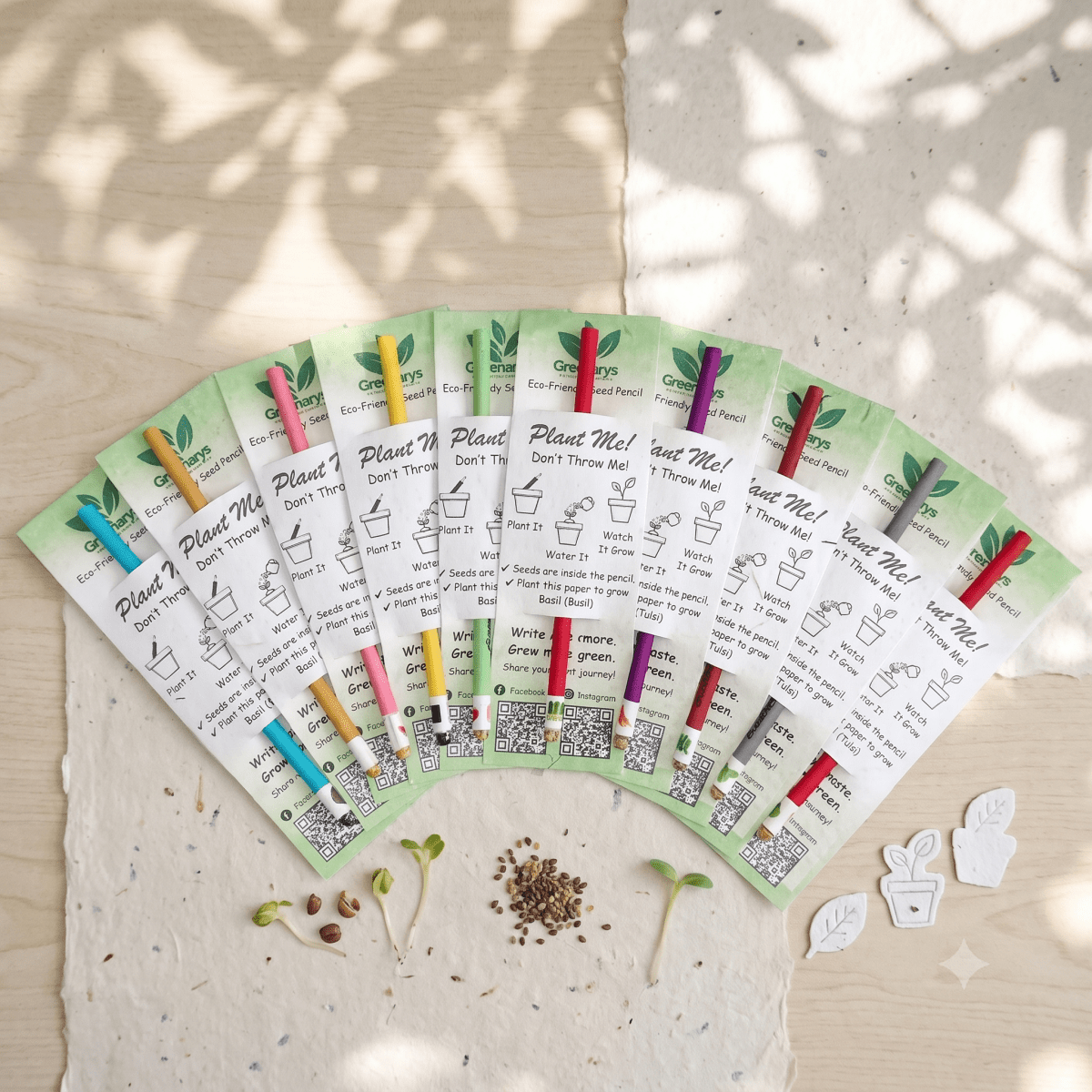 Greenarys Multicolor Paper Seed Pencil | Recycled Paper Plantable Pencil - Greenarys