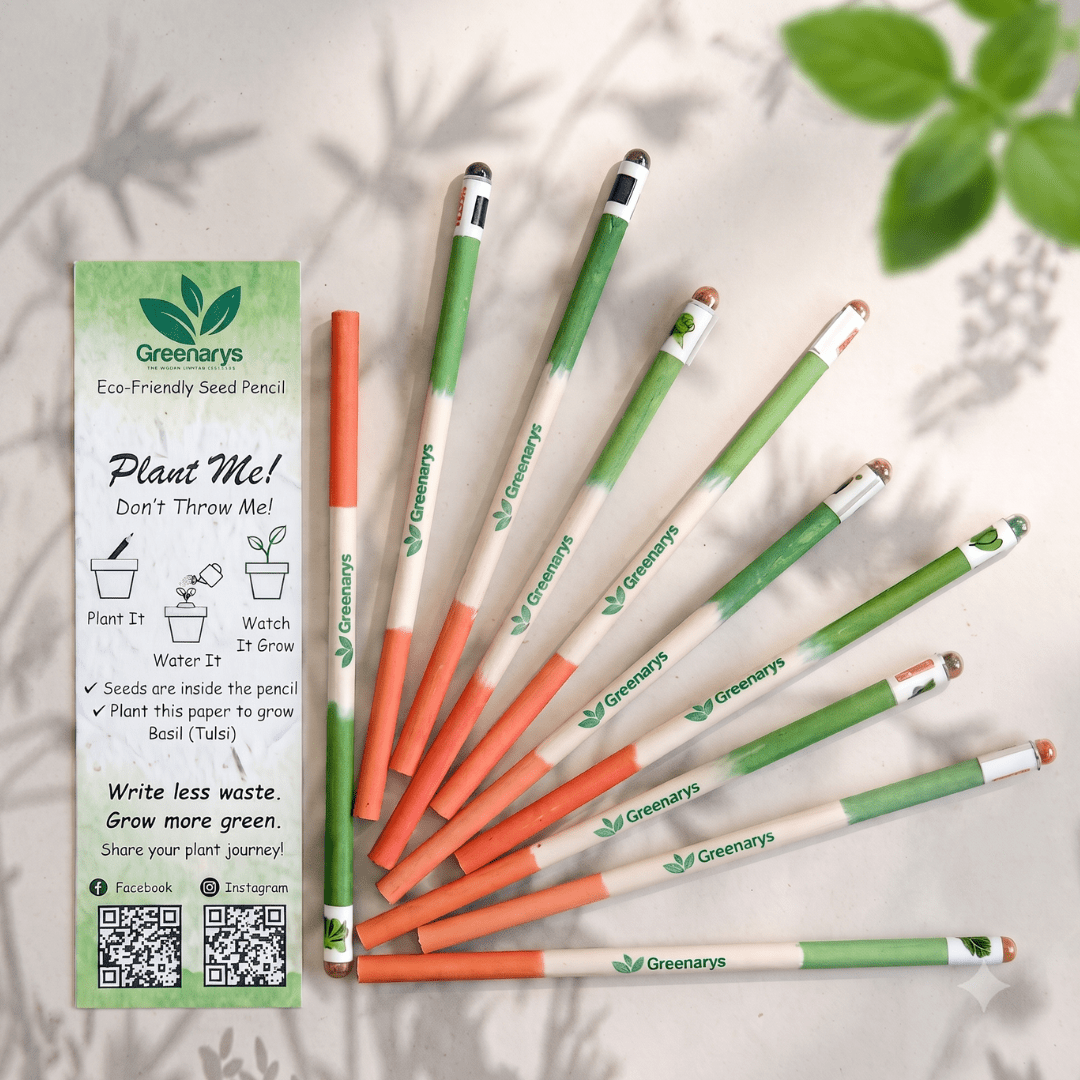 Greenarys Tri-Color Paper Seed Pencil | Recycled Paper Plantable Pencil Set Tiranga Color - Greenarys