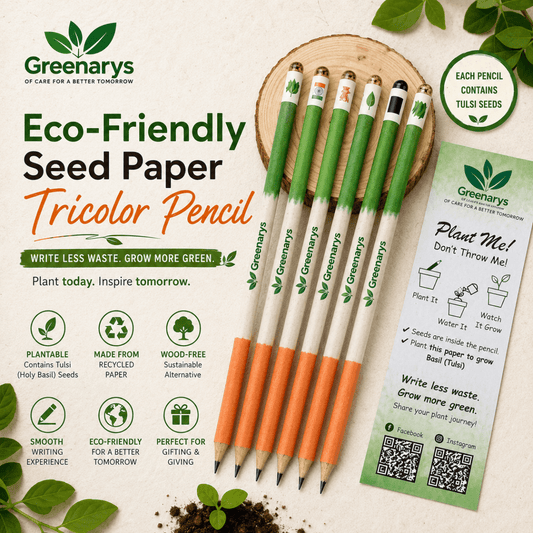 Greenarys Tri-Color Paper Seed Pencil | Recycled Paper Plantable Pencil Set Tiranga Color - Greenarys