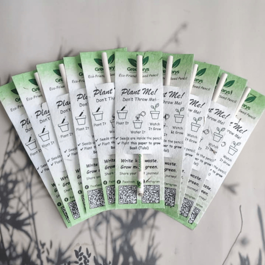 Greenarys White color Paper Seed Pencil | Recycled Paper Plantable Seed Pencil - Greenarys