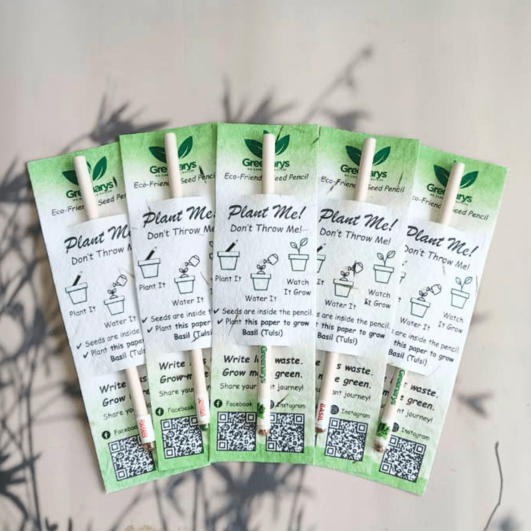 Greenarys White color Paper Seed Pencil | Recycled Paper Plantable Seed Pencil - Greenarys